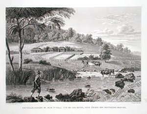 New South Wales, New Holland: Utsikt over Cox-elven vest for Blue Mountains, fra 
