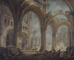 Riving av kirken Saint-Jean-en-Greve, ca. 1800 (olje på lerret) av Pierre Antoine Demachy
