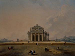 Fantastiske arkitekturstudier med figurer av Pierre Antoine Demachy