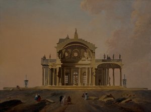 Fantastiske arkitekturstudier med figurer av Pierre Antoine Demachy