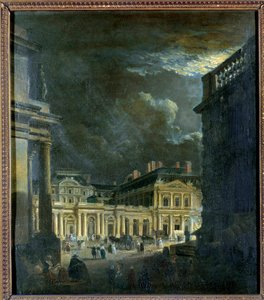 La Place du Palais Royal i Paris ved måneskinnet Maleri av Pierre Demachy (1723-1807) 1700-talls søn. 0,39x0,34 m Paris, Musee Carnavalet av Pierre Antoine Demachy