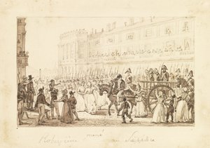 Robespierre og hans medskyldige ble ført til henrettelse, 1794