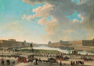 Utsikt over Paris fra Place Dauphine, mellom 1750 og 1775. av Pierre Antoine Demachy