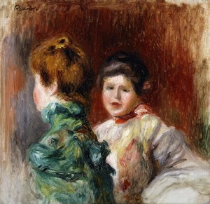 En skisse av hodene til to kvinner; Esquisse, Deux Tetes de Femmes, 1895 av Pierre Auguste Renoir