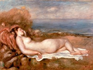 Badende liggende ved sjøen av Pierre Auguste Renoir