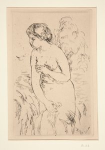 Baigneuse debut, ? mi-jambes (stående bader, ned til knærne) av Pierre Auguste Renoir