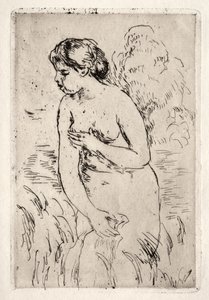 Badende stående, halvbent. av Pierre Auguste Renoir