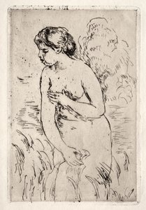 Badende står opp til knærne av Pierre Auguste Renoir