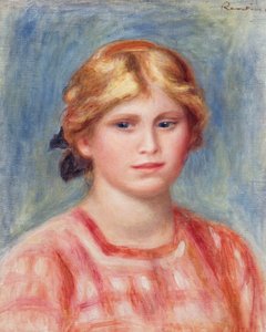 Byste av en kvinne med en rosefarget bluse, 1905 av Pierre Auguste Renoir