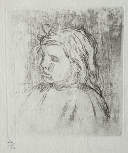 Claude Renoir, tre fjerdedeler til venstre, 1908. av Pierre Auguste Renoir