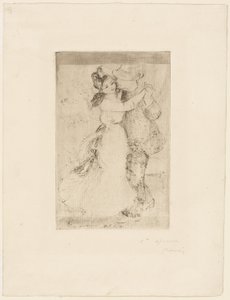 Dans på landet, ca. 1890 (etsing i brungrått på elfenbenspapir) av Pierre-Auguste Renoir