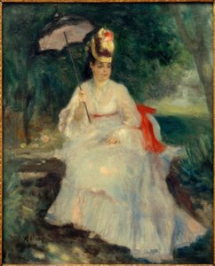 Kvinne med parasoll i hagen av Pierre Auguste Renoir