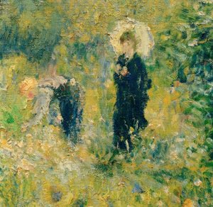 Kvinne med parasoll i en hage av Pierre Auguste Renoir