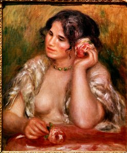 Gabrielle har rosen (olje på lerret av Pierre Auguste Renoir