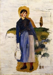 Jente med røde strømper, 1886 av Pierre Auguste Renoir