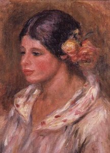 Jente med roser i håret av Pierre Auguste Renoir