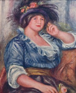 Jente med en rose, 1913, 1923 av Pierre Auguste Renoir
