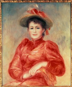 Ung kvinne med rød bodice av Pierre Auguste Renoir