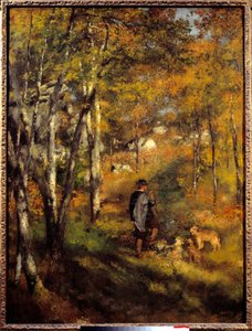 Jules Lecoeur og hundene hans i Fontainebleau-skogen. Maleri av Pierre Auguste Renoir (1841-1919) av Pierre Auguste Renoir