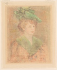 Dame med Grønn Hat Mlle. Dieterle, slutten av 1800-begynnelsen av det 20. århundre. av Pierre Auguste Renoir