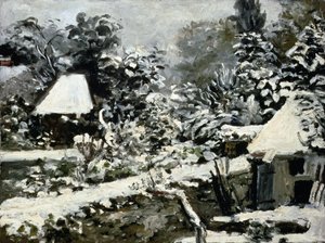 Landskap, snøeffekt, ca. 1868 av Pierre Auguste Renoir