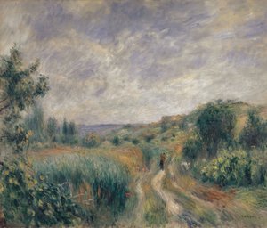 Landskap nær Essoyes Landskap med to figurer på gresset, 1892. av Pierre Auguste Renoir