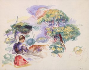Landschaft mit einem Mädchen, ca. 1890 von Pierre Auguste Renoir