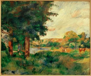 Ile de France landskap med høye trær av Pierre Auguste Renoir