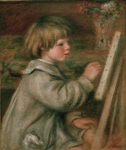 Portrett av Claude Renoir-maleriet. Claude ved staffeliet av Pierre Auguste Renoir