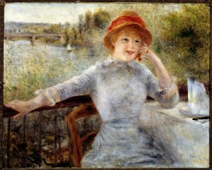 Portrett av Alphonsine Fournaise - olje på lerret av Pierre Auguste Renoir