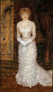 Portrett av skuespillerinnen Jeanne Samary (1857-1890) til fots. Maleri av Pierre Auguste Renoir (Pierre-Auguste av Pierre Auguste Renoir