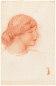 Profil av en ung kvinne, ca. 1910. av Pierre Auguste Renoir