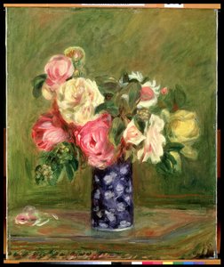 Roser i en blå vase av Pierre Auguste Renoir