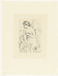 Stående naken kvinne eller badende Baigneuse debout a mi jambes av Pierre Auguste Renoir
