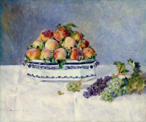 Stilleben med fersken og druer, 1881. av Pierre Auguste Renoir