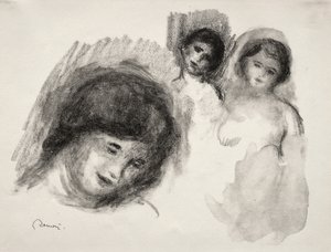 Stein med tre skisser av Pierre Auguste Renoir