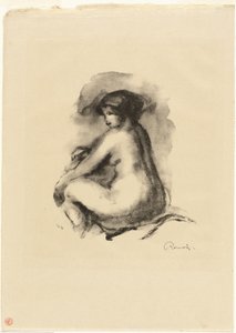 Studie av sittende naken kvinne av Pierre Auguste Renoir