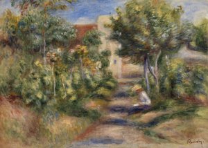 Malerens hage, Cagnes, ca. 1908 (olje på lerret) av Pierre Auguste Renoir