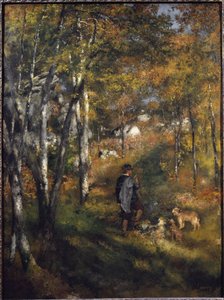 Maleren Jules Le Coeur med hundene sine i skogen Fontainebleau Maleri av Pierre-Auguste Renoir (1841-1919) 1866 Dim 105x79 cm Sao Paulo, Museum of Art, Brasil av Pierre Auguste Renoir