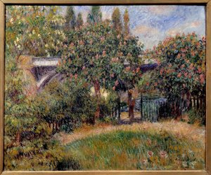 Jernbanebroen i Chatou eller de rosa kastanjetrærne. Maleri av Pierre Auguste Renoir (1841-1919) av Pierre Auguste Renoir