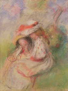 To unge jenter i en hage, ca. 1885 (pastell)