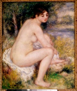 Kvinne naken i et landskapsmaleri av Pierre Auguste Renoir (1841-1919) 1883 Paris, Musee d
