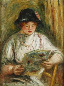 Kvinne som leser; Kvinne som leser, ca. 1910-12 av Pierre Auguste Renoir