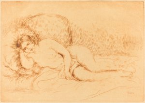 Kvinne liggende femme sofa, 1906. av Pierre Auguste Renoir