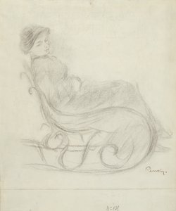 Kvinne sitter i en stol (recto); Kvinne i en stol, sett bakfra (verso) av Pierre Auguste Renoir