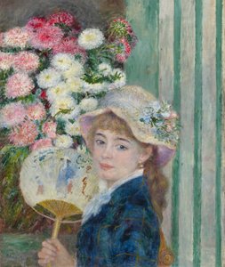 Kvinne med fan, ca. 1879 av Pierre Auguste Renoir