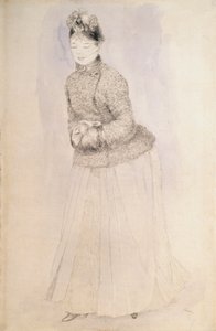 Kvinne med en muffe, c1883-c1884. av Pierre Auguste Renoir