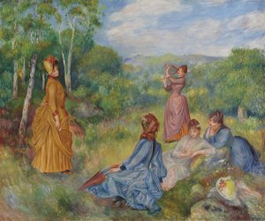 Unge damer spiller badminton, ca 1887 av Pierre Auguste Renoir