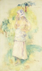 Ung bonde som spiser et eple; Bondepike spiser et eple, ca. 1894 av Pierre Auguste Renoir