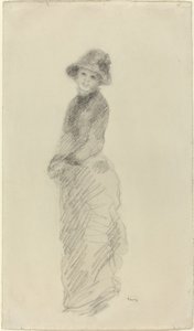 Ung kvinne stående, ca. 1880. av Pierre Auguste Renoir
